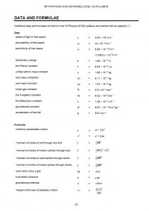 H3 Physics data booklet