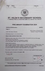 Lee Song Wei Matthias Sec 4 Prelims Additional Mathematics