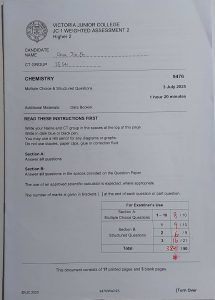 Chua Jia En Victoria Junior College WA2 H2 Chemistry