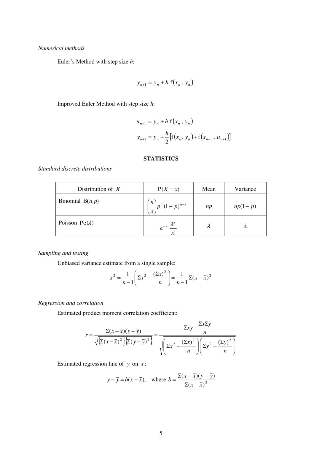 💯 A Level H1 Math MF15 2024 H1 Maths Formula Sheet and List | Ingel ...