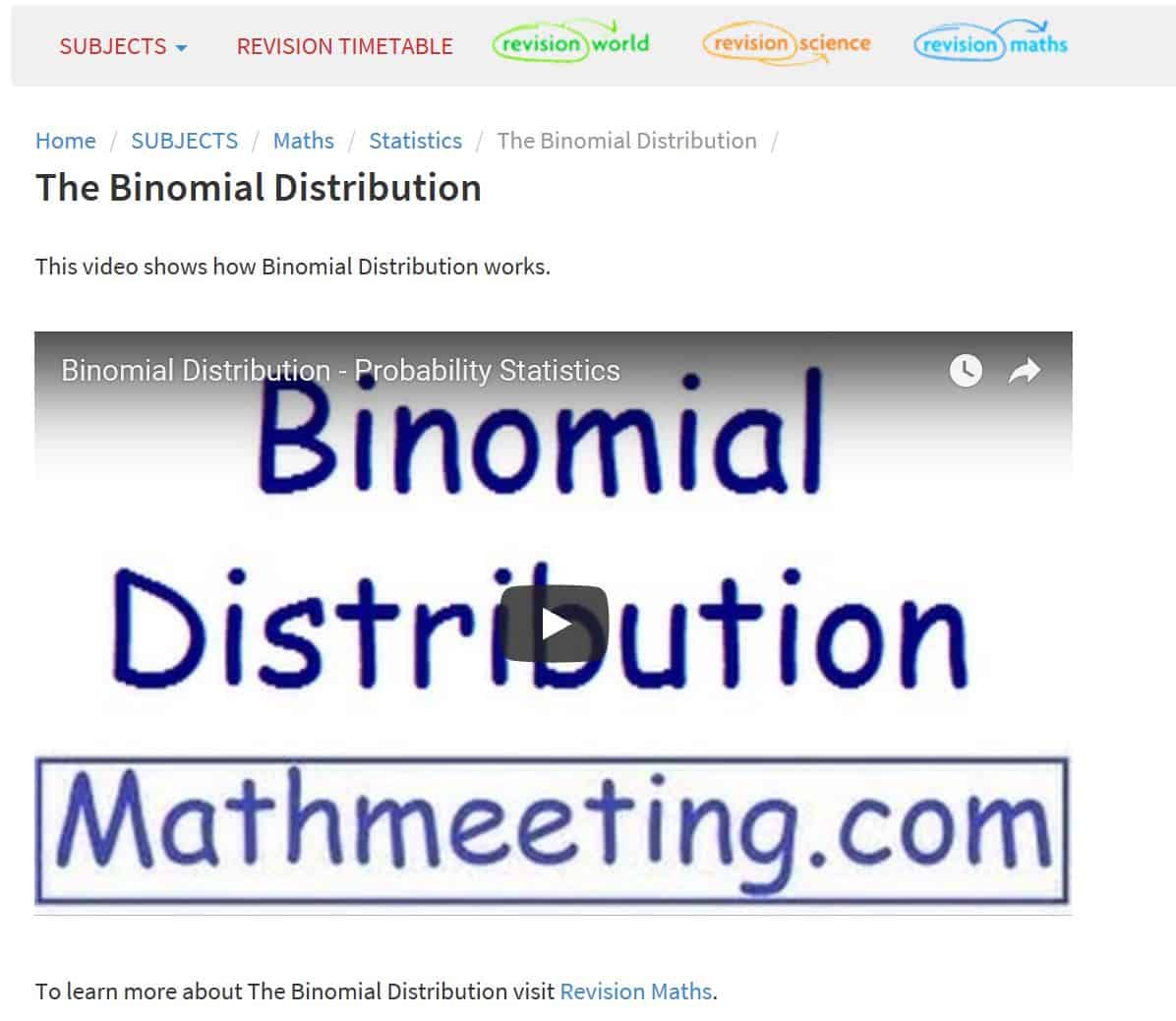 revisionvideos binomial distribution