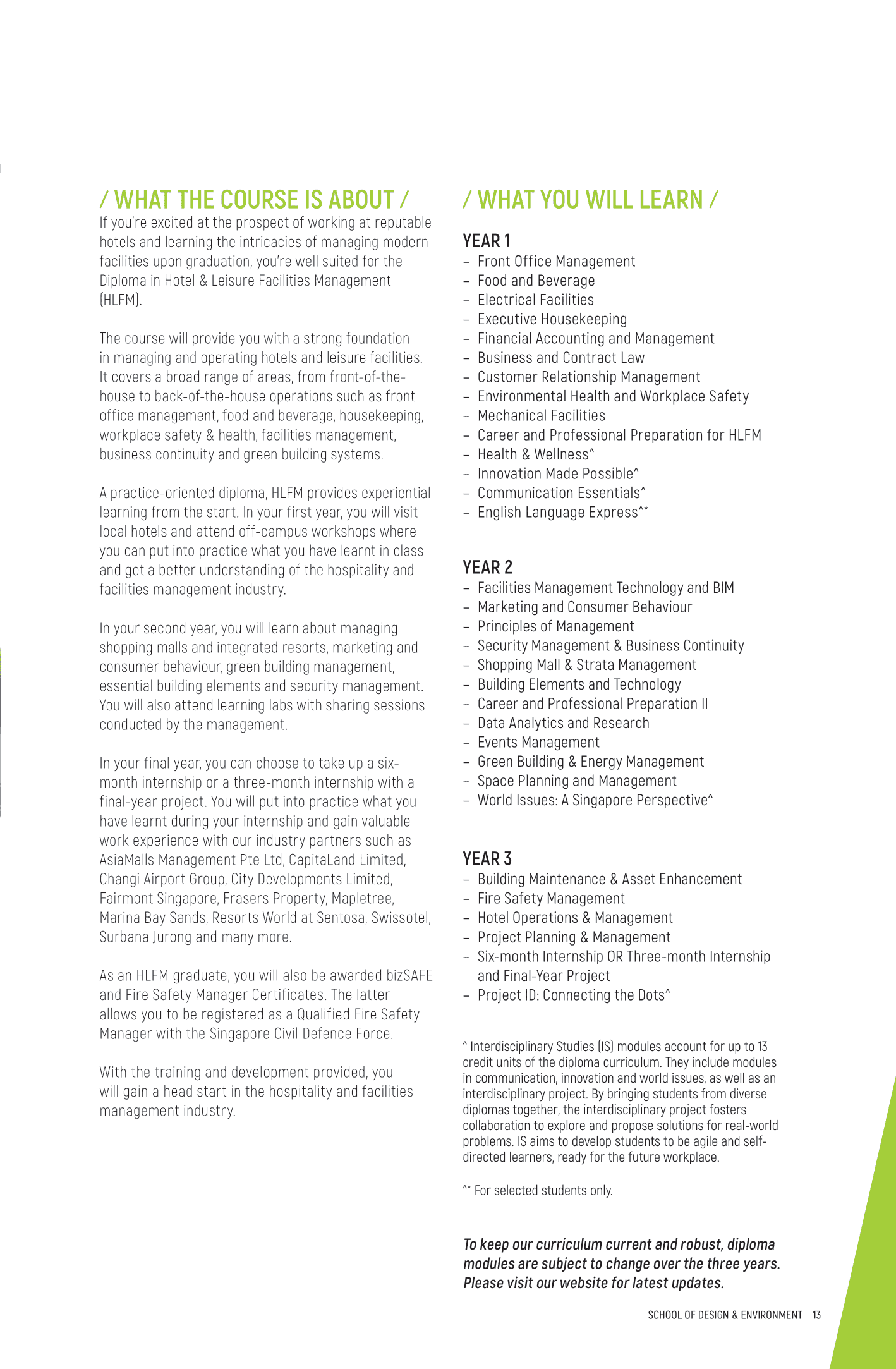 School of Design and Environment 2020-11